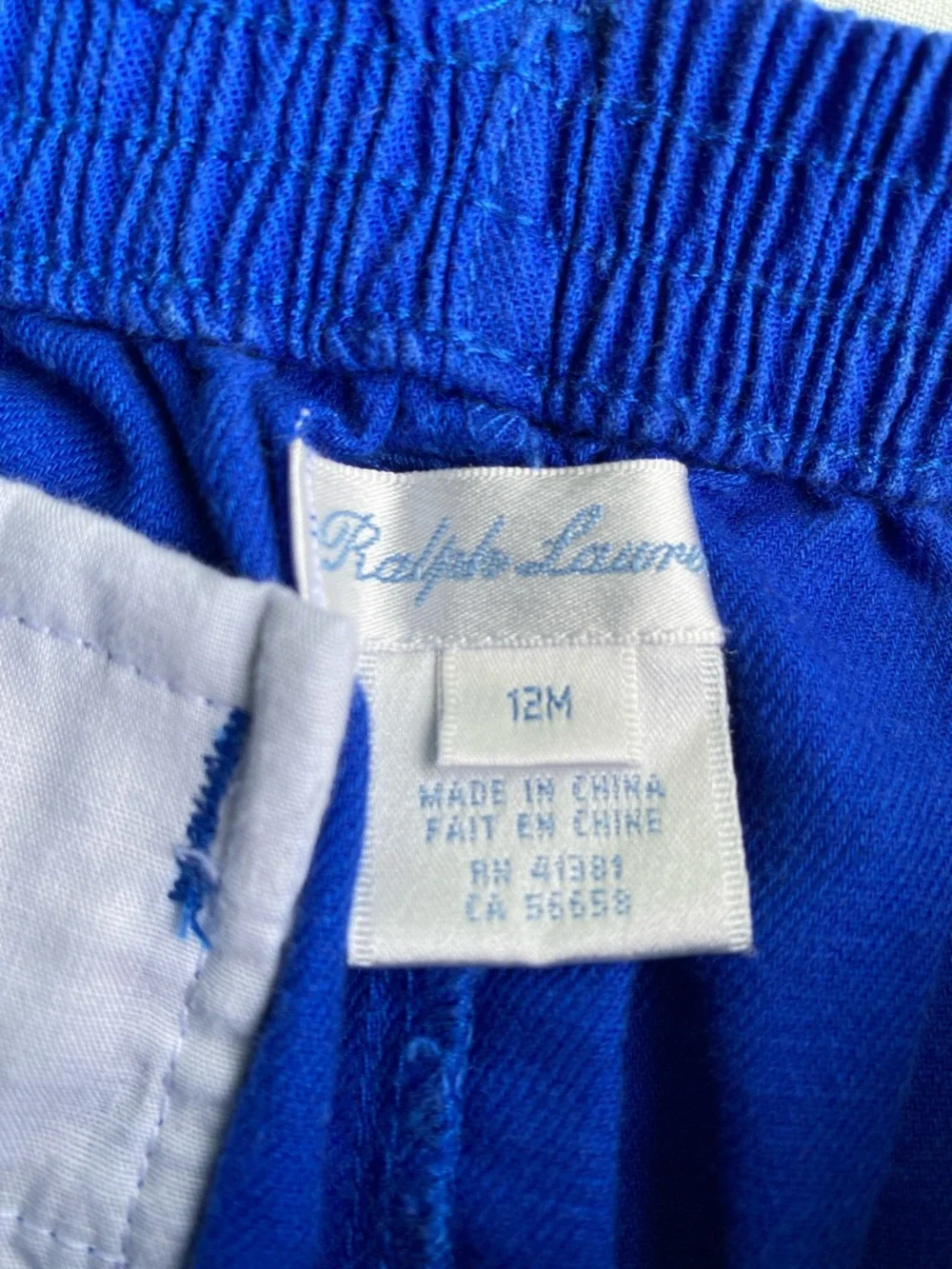Ralph Lauren bright blue linen cotton twill pants with nautical knot belt